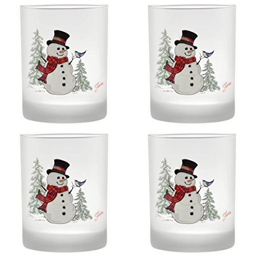 Officially Licensed Fiesta Snowman Frosted Glass Set of 4 Classic DOF  14-Ounce