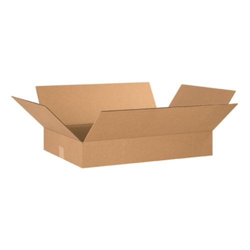 Aviditi 24164 Flat Corrugated Cardboard Box 24  L x 16  W x 4  H  Kraft  for Shipping  Packing and Moving Pack of 25