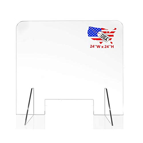 Supstar Sneeze Guards Checkout Shield  Sneeze Guard Shield for Desks  Checkout Stations  Offices  Countertops  Acrylic Plexiglass Shield Portable and Easy to Install Transparent  24  x 24