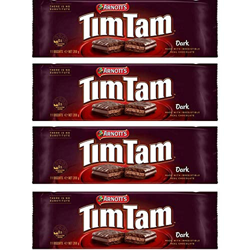 Arnott s Tim Tam Classic Dark 4 Pack 200g-7-1oz-11 Biscuits X 4 - Australian Chocolate Biscuits  Box Packaging for Protection  Purchased in Australia