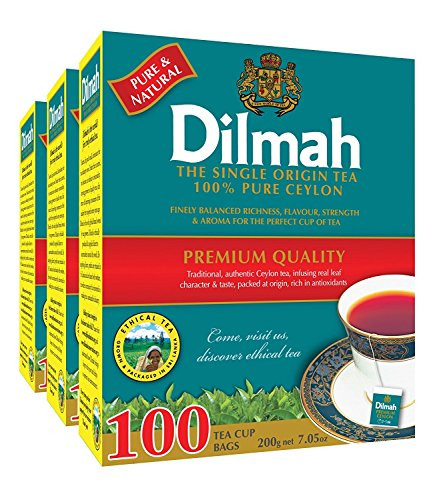 Dilmah Premium 100  Pure Ceylon Tea  100-Count Tea Bags Pack of 3 x 2 Total  6 Packs