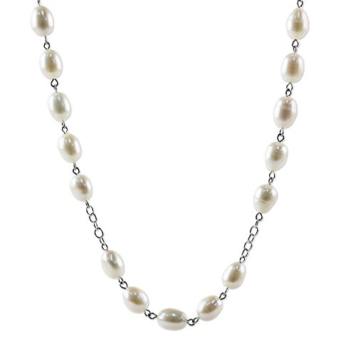 NOVICA Jade Cultured Freshwater Pearl -925 Sterling Silver Station Necklace Enduring Classic NOVICA Jade Cultured Freshwater Pearl -925 Sterling Silver Station Necklace Enduring Classic