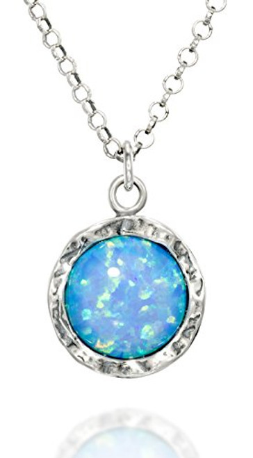 Stera Jewelry Shimmering Sterling Silver 10mm Created Blue Fire Opal Pendant Necklace 18 4 Inches Stera Jewelry Shimmering Sterling Silver 10mm Created Blue Fire Opal Pendant Necklace 18 4 Inches