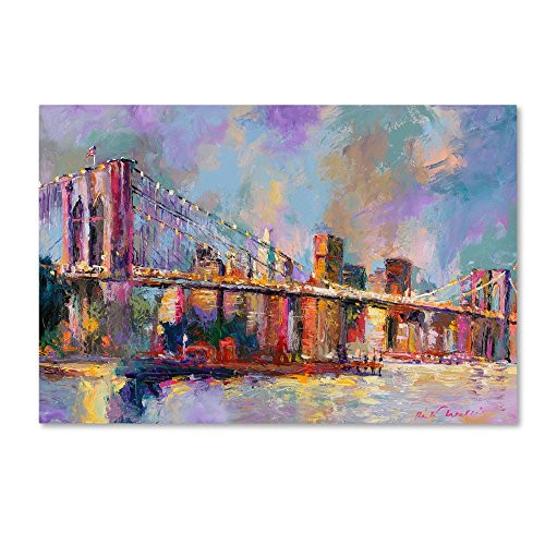 Trademark Fine Art Brooklyn Bridge by Richard Wallich, 12x19-Inch Canvas Wall Art