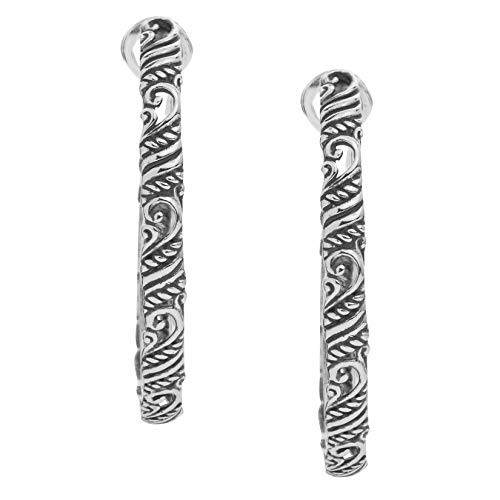 Carolyn Pollack Sterling Silver Filigree 1-3-4  Hoop Earrings