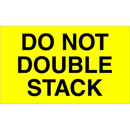 Ship Now Supply SNDL1096 Tape Logic Labels  Do Not Double Stack   3  x 5   Fluorescent Yellow 1 Roll of 500 Labels