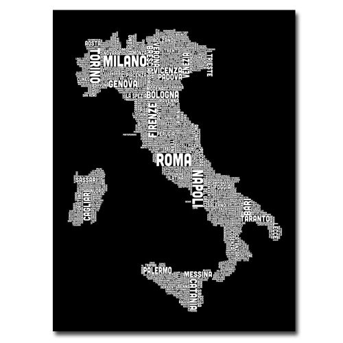 Italy City Map I by Michael Tompsett  18x24-Inch Canvas Wall Art