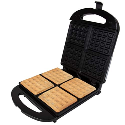 Four Slice Waffle Maker - 4 Square Non-Stick Stainless Steel Waffler Griddle Iron with Browning Control Four Slice Waffle Maker - 4 Square Non-Stick Stainless Steel Waffler Griddle Iron with Browning Control