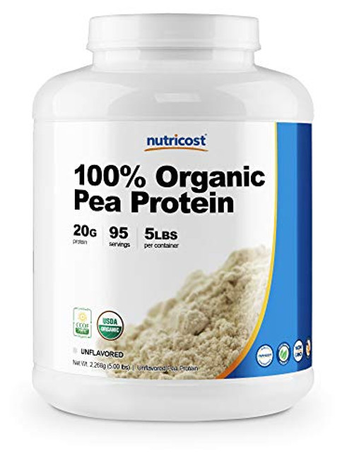 Nutricost Organic Pea Protein Isolate Powder 5LBS - Unflavored  Certified USDA Organic  Protein from Plants  Vegan Friendly  Gluten Free  Non-GMO