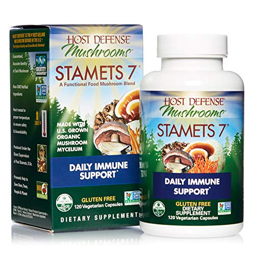 Host Defense  Stamets 7 Capsules  Daily Immune Support  Mushroom Supplement with Lions Mane  Reishi  Vegan  Organic  120 Capsules 60 Servings