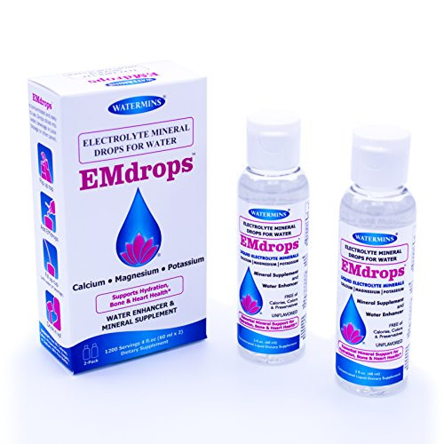 Electrolyte Water Drops 1 200 Servings! Hydration Supplement EMDROPS for Heart  Bones  Keto Flu  Leg Cramps etc- Liquid Magnesium Calcium Potassium Unflavored Sugar Free No Trace Minerals 2 Bottles
