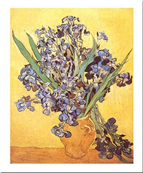 Buyartforless Les Iris by Vincent Van Gogh 20x16 Art Print Poster Purple Irises Yellow Vase Flowers