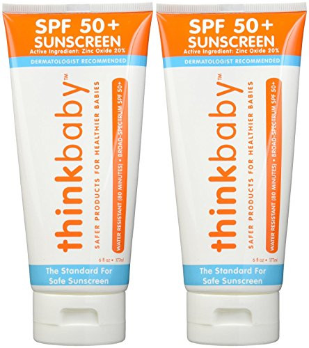 Thinkbaby Safe Sunscreen SPF 50 - 6oz Family Size 2-Pack  Papaya