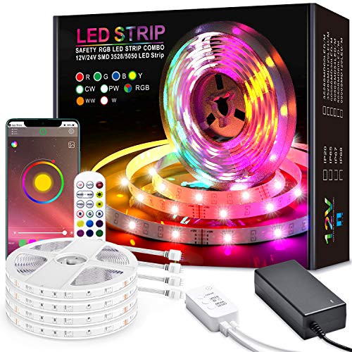 LED Strip Lights Mixi 65-6ft 600 Lights LED Light Strips Color Changing 5050 RGB with Bluetooth Music Sync App Remote Controller Wall Lights Rope Lights Bedroom Decor LED Strip Lights Mixi 65-6ft 600 Lights LED Light Strips Color Changing 5050 RGB with Bluetooth Music Sync App Remote Controller Wall Lights Rope Lights Bedroom Decor
