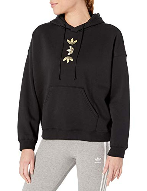adidas Originals Women s Large Logo Hoodie Sweatshirt  black-Gold MET  S adidas Originals Women s Large Logo Hoodie Sweatshirt  black-Gold MET  S