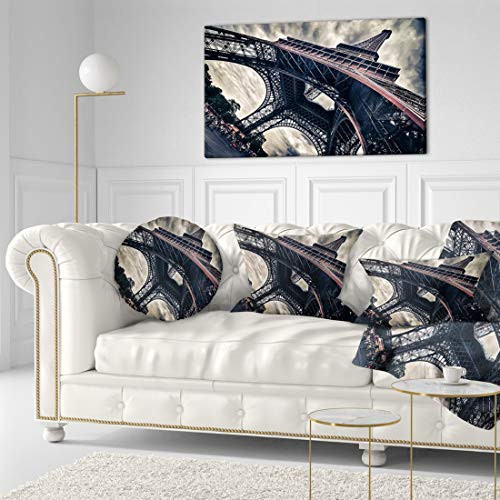 Design Art Paris Eiffel Tower in Grungy Dramatic Style Cityscape Canvas print, 40x20, Blue