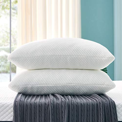 OYT Standard Size Pillows 2 Pack  Shredded Memory Foam Bed Pillows for Sleeping Set of 2  Adjustable Loft Bed Pillows with Washable Hypoallergenic Cover for Back and Side Sleeper