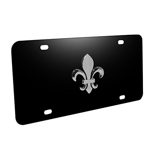 Au-Tomotive Gold INC- Fleur-De-Lis 3D Emblem Black Auto License Plate Au-Tomotive Gold INC- Fleur-De-Lis 3D Emblem Black Auto License Plate