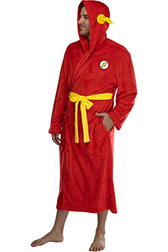DC Comics Adult The Flash Plush Fleece Hooded Costume Robe One Size