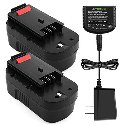 ADVTRONICS 2Pack 3-5Ah HPB18 Replacement Black and Decker 18V Battery 244760-00 A1718 FS18FL FSB18 Firestorm  90571729-01 Multi-Volt Battery Charger for Black Decker 9-6-18V Batteries