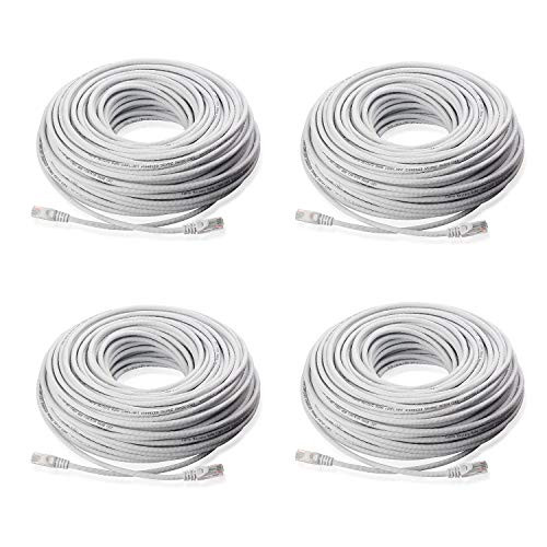 Lknewtrend 4 100FT Feet CAT5 Cat5e Ethernet Patch Cable - RJ45 Computer Network Internet Wire PoE Switch Cord 4 Pack  100 FT
