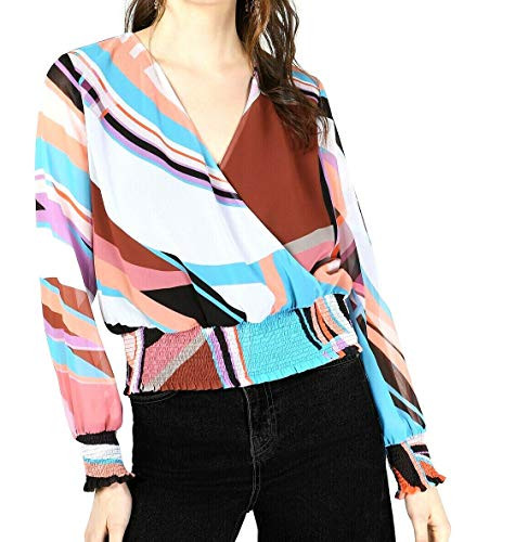 Bar III   Smocked Waist Surplice   Sunset Wave   L