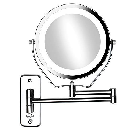 Servineart 7" 1X &10X Magnifying Double Sided Vanity Makeup Mirror Light, Wall Mount, Round, Chrome Servineart 7" 1X &10X Magnifying Double Sided Vanity Makeup Mirror Light, Wall Mount, Round, Chrome