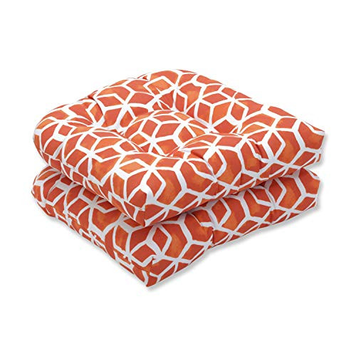 Pillow Perfect Outdoor-Indoor Celtic Marmalade Tufted Seat Cushions Round Back  19  x 19   Orange  2 Pack