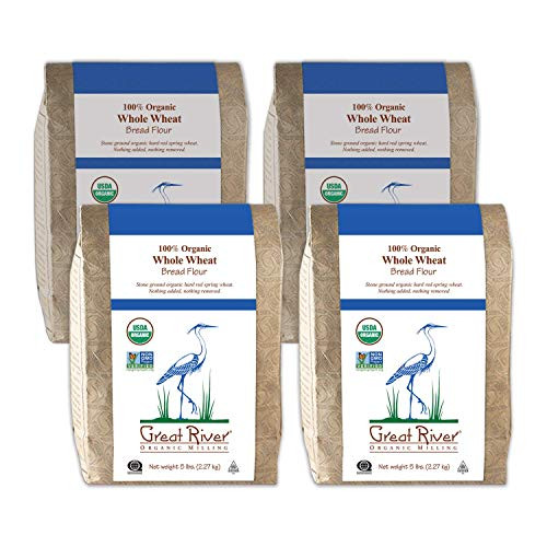 Great River Organic Milling Bread Flour Whole Wheat Stone Ground Organic 5-Pounds Pack of 4 Great River Organic Milling Bread Flour Whole Wheat Stone Ground Organic 5-Pounds Pack of 4