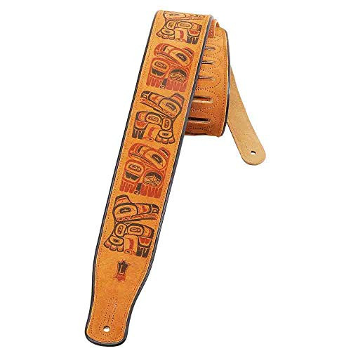 Levy s Leathers 2-5  Suede Guitar Strap with Haida Totem Pole Print  Honey MSS3PHG-HNY