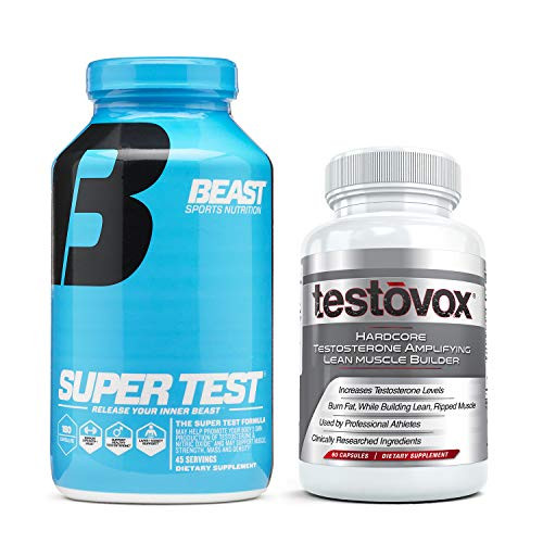 Beast Super Test and Testovox  Advanced Testosterone Booster Bundle   Powerful Test Booster and Muscle Growth Supplements   Natural Muscle Builder and Estrogen Blocker to Enhance Performance