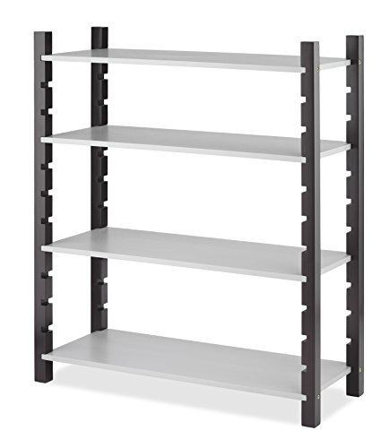 Whitmor Adjustable Wood Utility Shelf 4-Tier Walnut & Gray
