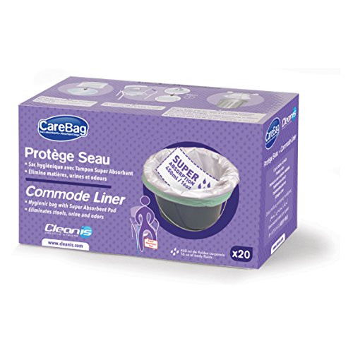 Carebag Commode Liners with Super Absorbent Pad  60 Count  Medical Grade  Fits Any Standard Bedside Commode Bucket  60 Disposable Commode Liners for an Adult Commode Chair