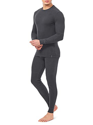 DAVID ARCHY Men s Ultra Soft Winter Warm Base Layer Top   Bottom Fleece Lined Thermal Set Long John L  Dark Gray