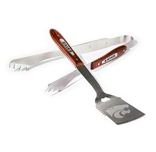 NCAA Kansas State Wildcats BBQ Master Wood Handle Set 2 Piece  Multicolor