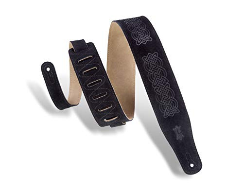 Levy s Leathers 2-5  Suede Leather Guitar Strap Celtic Knot Emboss Design  Black MS26CK-BLK