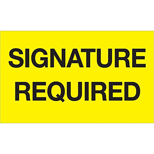 Signature Required Labels-Stickers 3 x 5 Fluorescent Yellow 500 Labels Per Roll 1 Roll Signature Required Labels-Stickers 3 x 5 Fluorescent Yellow 500 Labels Per Roll 1 Roll