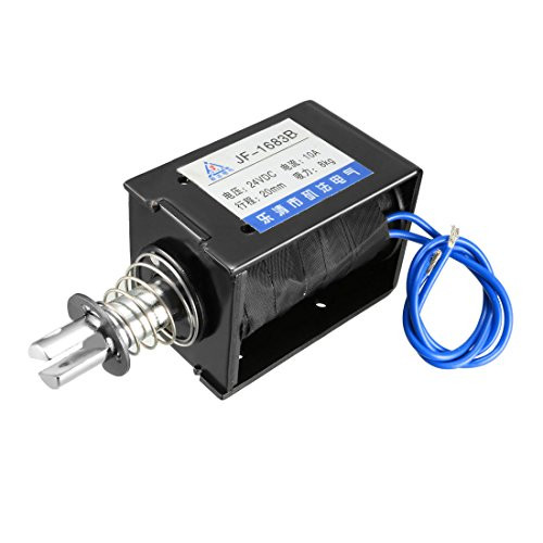 uxcell DC 24V 8KG 20mm Stroke Pull Push Type Open Frame Solenoid Electromagnet Linear Motion JF-1683B