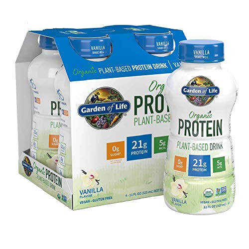 Garden of Life Organic Plant-Based Protein Shake - Vanilla  16-Pack  Vegan Ready to Drink Protein Shakes  21g Clean Complete Protein  5g MCTs  0g Sugar  16-11 fl oz Non Dairy Plant Based Drinks
