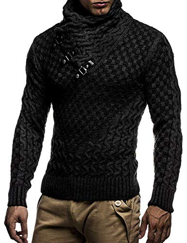 COOFANDY Men s Turtleneck Knitting Pullover Jumper Twisted Slim Fit Sweater Coat