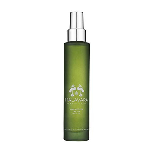 Malavara Natural Lime Vetiver Dry Silk Body Oil  Nourishing Spray Scented with Pure Essential Oils and blended with Moringa  Apricot Kernel Oils    100 ml