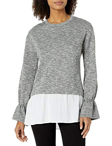 BCBGeneration Women s Contrast Long Sleeve Top  Black Combo  M
