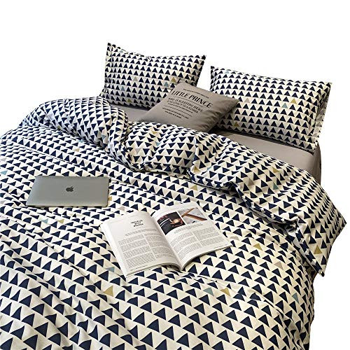 BuLuTu Geometric Navy Blue Yellow Triangle Duvet Cover Cotton Twin White Soft 3 Pieces Reversible Neutral Kids Duvet Cover Set Premium Twin Teen Bedding Sets for Boys Girls Men Women No Comforter BuLuTu Geometric Navy Blue Yellow Triangle Duvet Cover Cotton Twin White Soft 3 Pieces Reversible Neutral Kids Duvet Cover Set Premium Twin Teen Bedding Sets for Boys Girls Men Women No Comforter