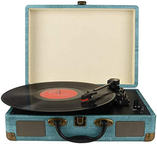 Record Player Vintage 3-Speed Bluetooth Vinyl Turntable with Stereo Speaker  Belt Driven Suitcase Vinyl Record Player