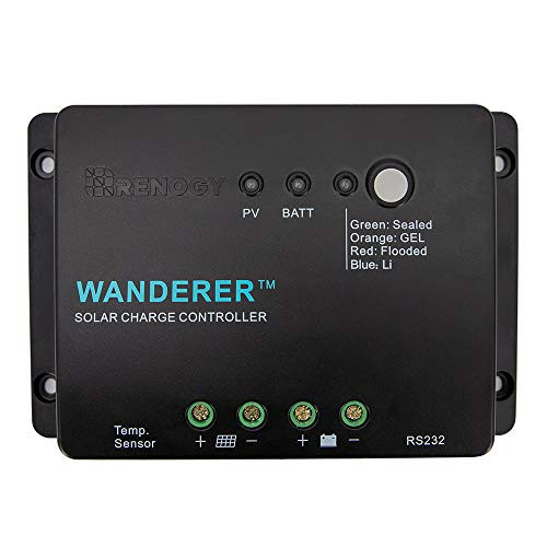 Renogy Wanderer Li 30A 12V PWM Negative Ground Charge Controller Compatible with Lithium, Sealed, Gel, and Flooded Batteries Bluetooth Module