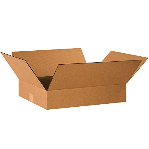 Aviditi 20164 Flat Corrugated Cardboard Box 20  L x 16  W x 4  H  Kraft  for Shipping  Packing and Moving Pack of 25