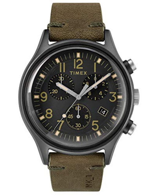 Timex Mens Chronograph Quartz Watch with Leather Strap TW2R96600