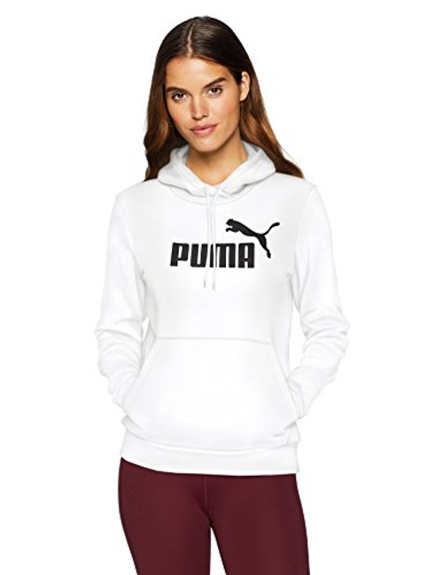 PUMA Women s Essentials Fleece Hoodie  White  L