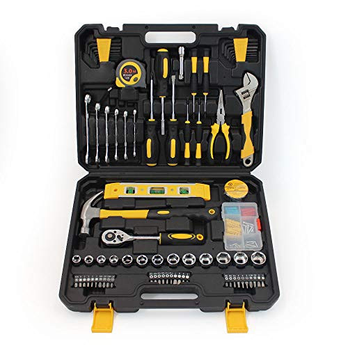 Small Household Mechanic Tool Set - 108 Piece Tool Box Set  Craftsman Basic Tool Kit  Car Tool Set  Mechanic Hand Tool Kit  Tool Kit for Home