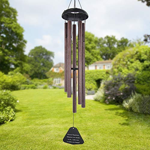 Sympathy Wind Chimes Outdoor Large Deep Tone,36" Large Wind Chimes Outdoor Tuned Relaxing Melody,Memorial Windchime Amazing Grace Personalized for Garden Decor, Bronze(A Free Card)